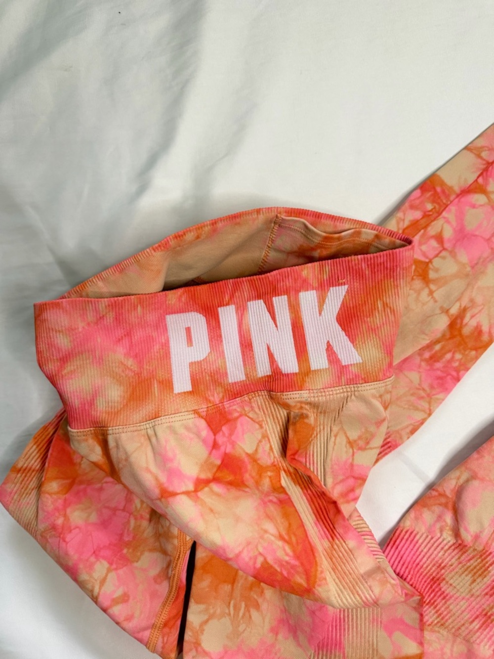 PINK Victoria's Secret Pink & Orange Tie-Dye Leggings - Picture 2 of 5